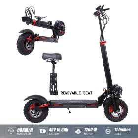 Adult Electric Scooter 1200W Powerful Motor 31MPH High Speed Off Road Scooter 48V 15.6AH Battery 11" Tubeless Tire Double Disc Brake